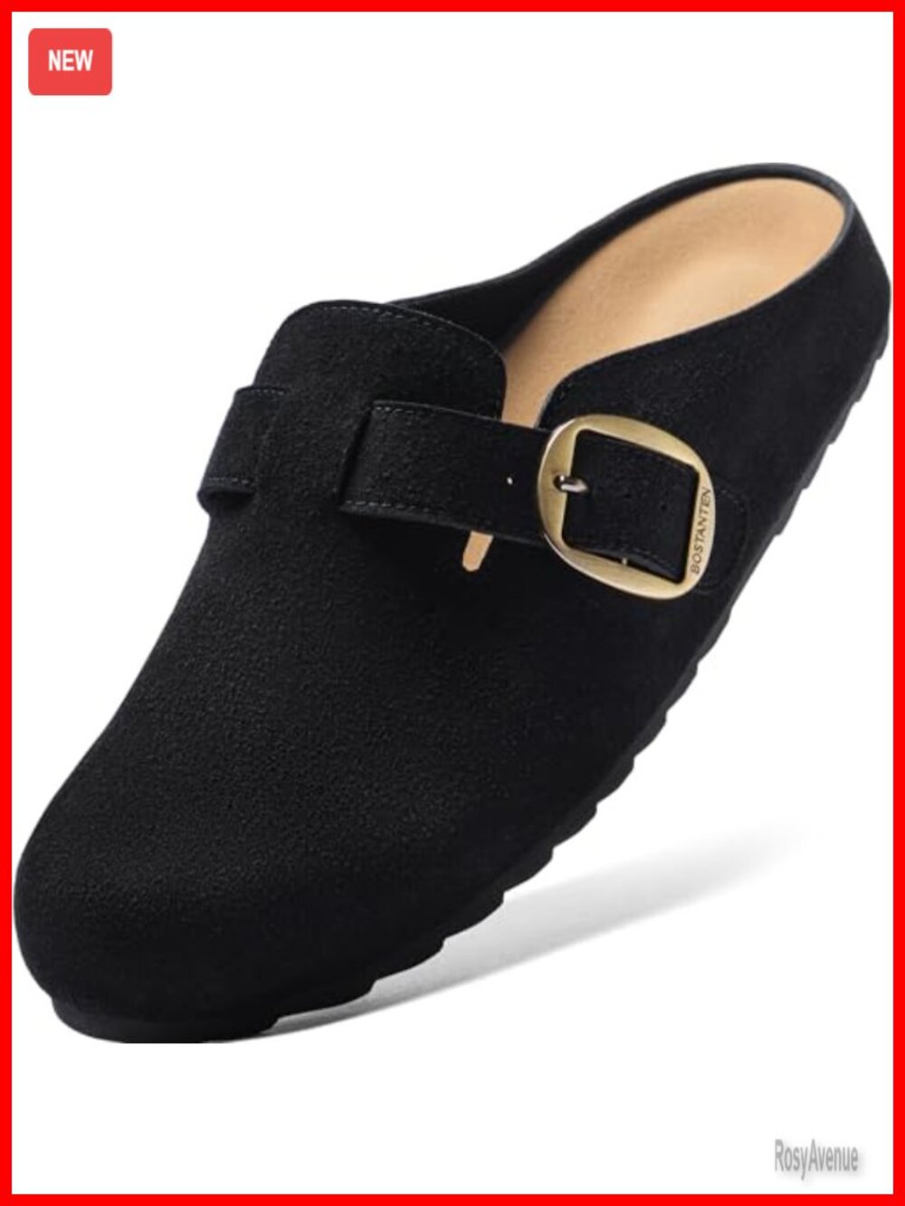 Wide Width Suede Mules for Women, Comfortable Slip On Clogs with Arch Support